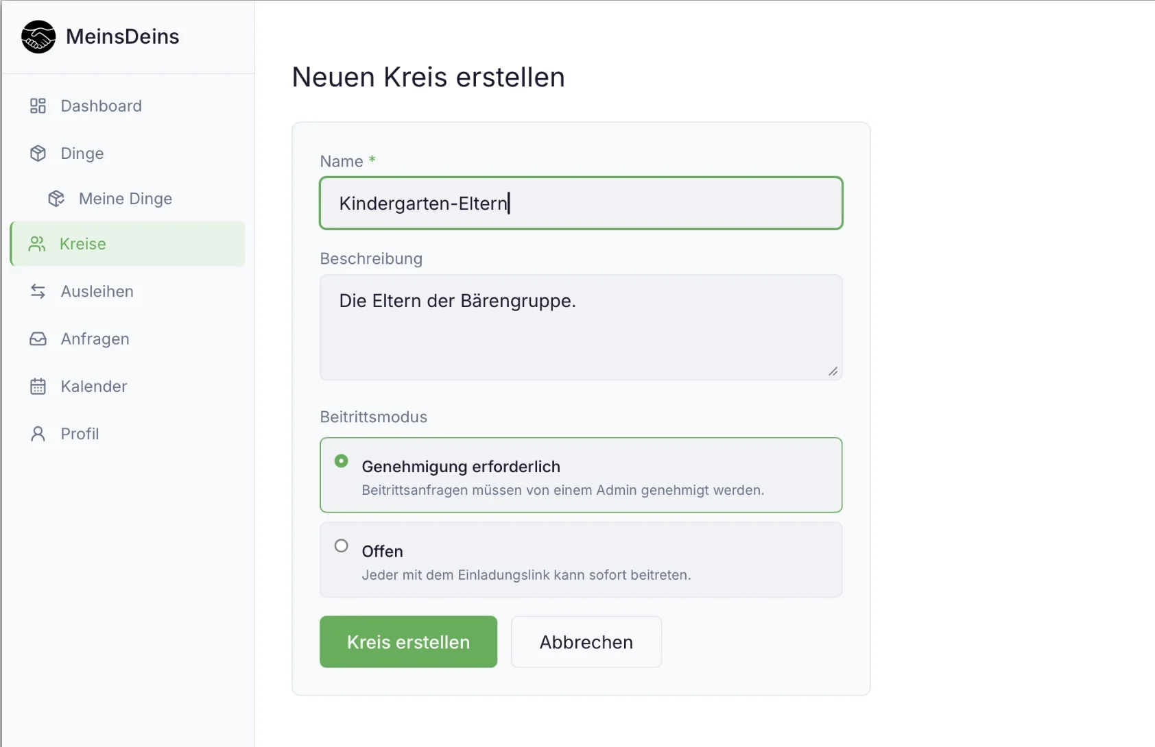 Kreis erstellen